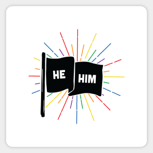 He/Him Pronouns Retro Flag Sticker